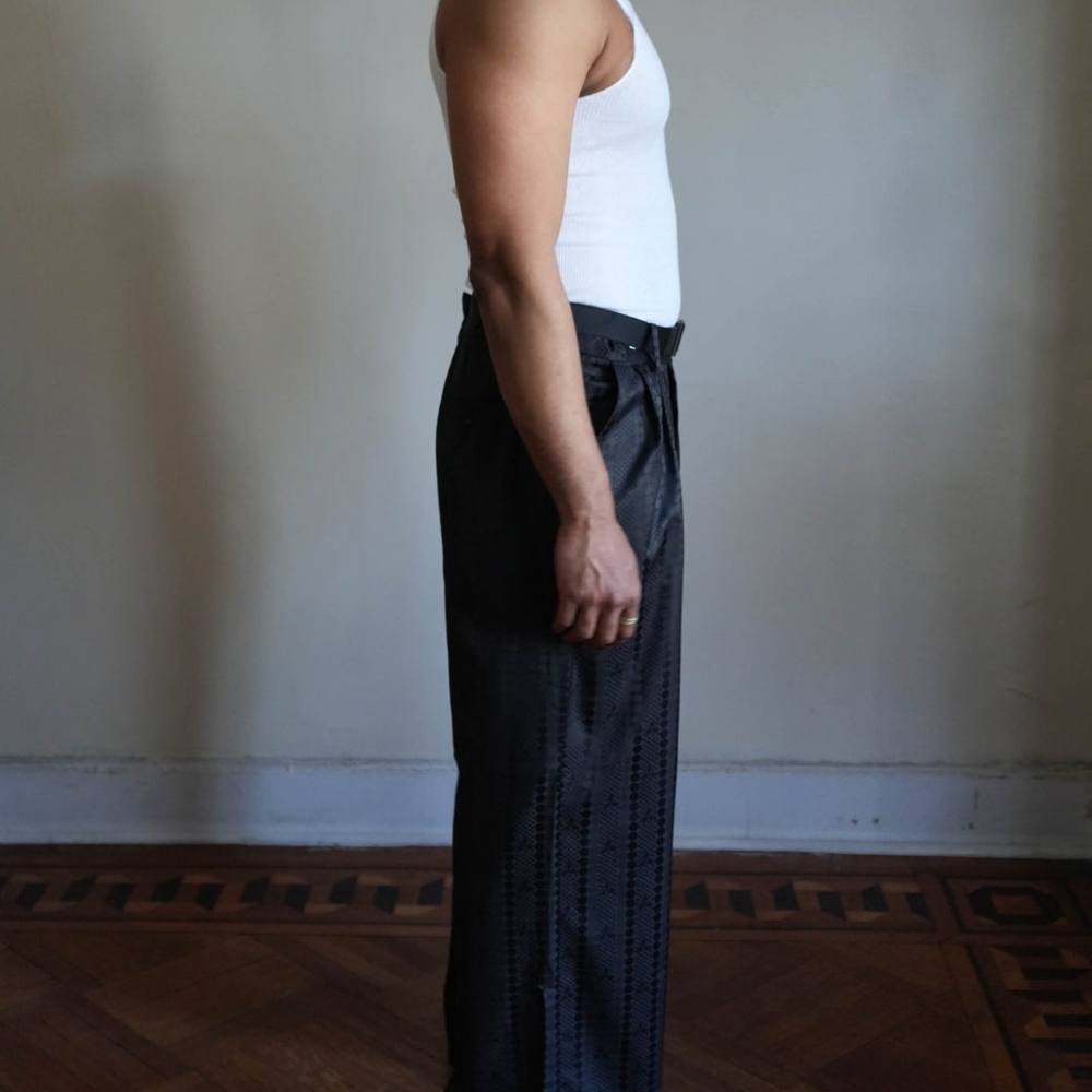 Marche Rue Dix Gamble Noir Satin Jacquard Shirt/Pants - Picture 3 of 15
